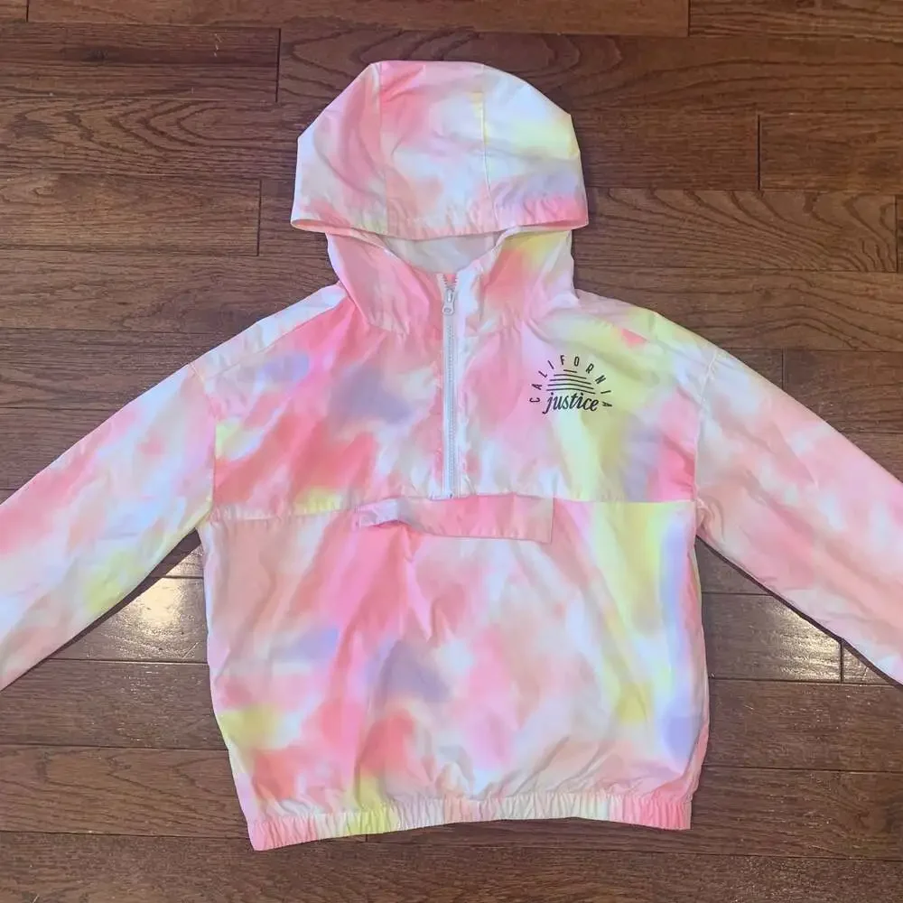 Justice Girls‎ windbreaker Jacket size 14/16 yellow/pink